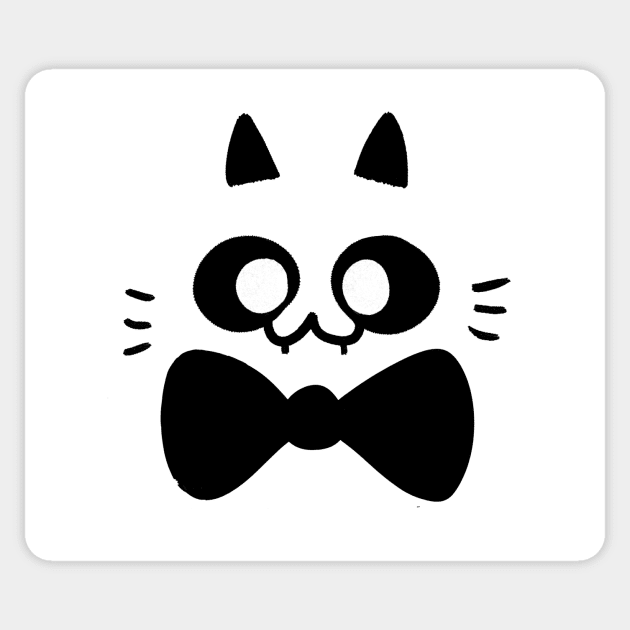 cat face with bow tie // black Sticker by Inksoulart